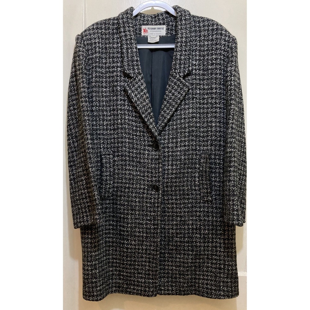Vintage Peabody House Tweed‎ Coat Womens M Wool Blend Pockets Old Money Preppy